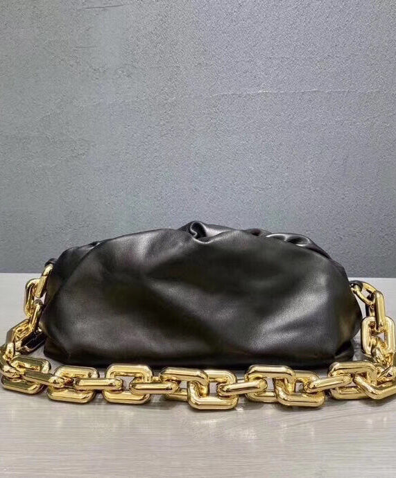 Bottega Veneta The Chain Pouch Clutch Leather Black